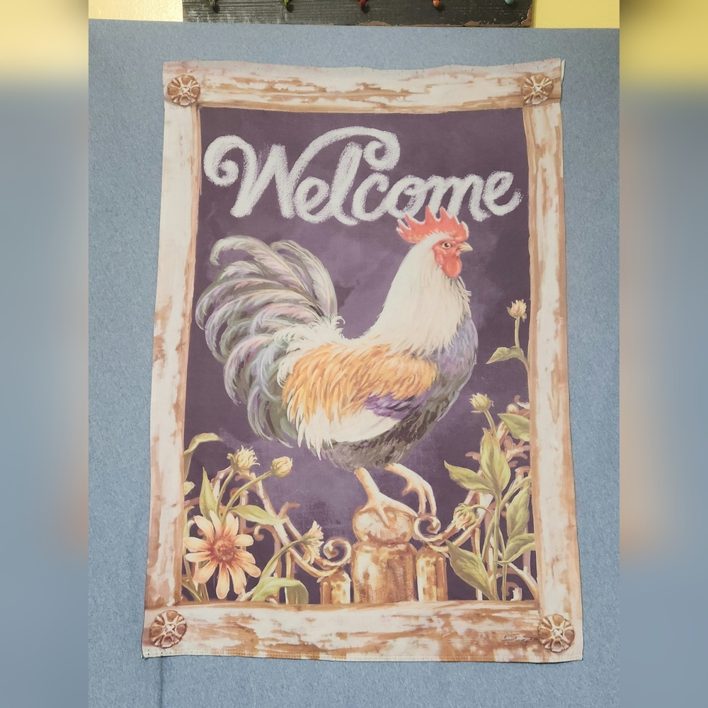 Dona Gelsinger Rooster Welcome flag